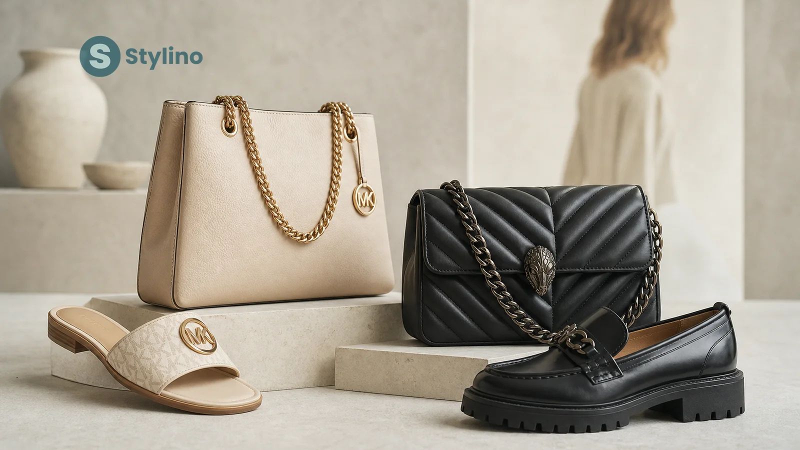 Kurt Geiger vs Michael Kors comparison — Kensington eagle bag and Jet Set monogram tote side by side