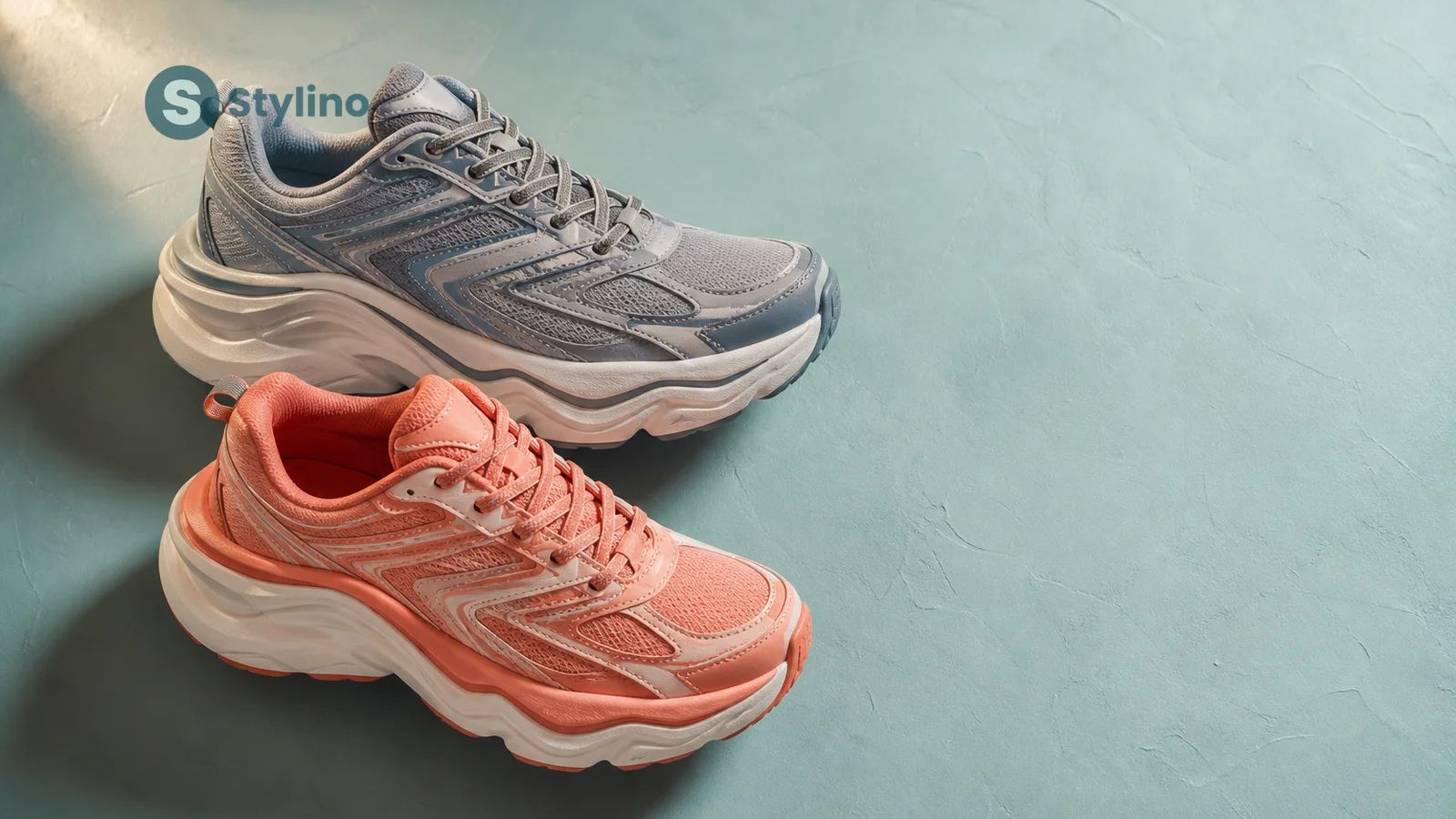Two maximalist Hoka running shoes on a Mediterranean-toned surface for the Cyprus price guide