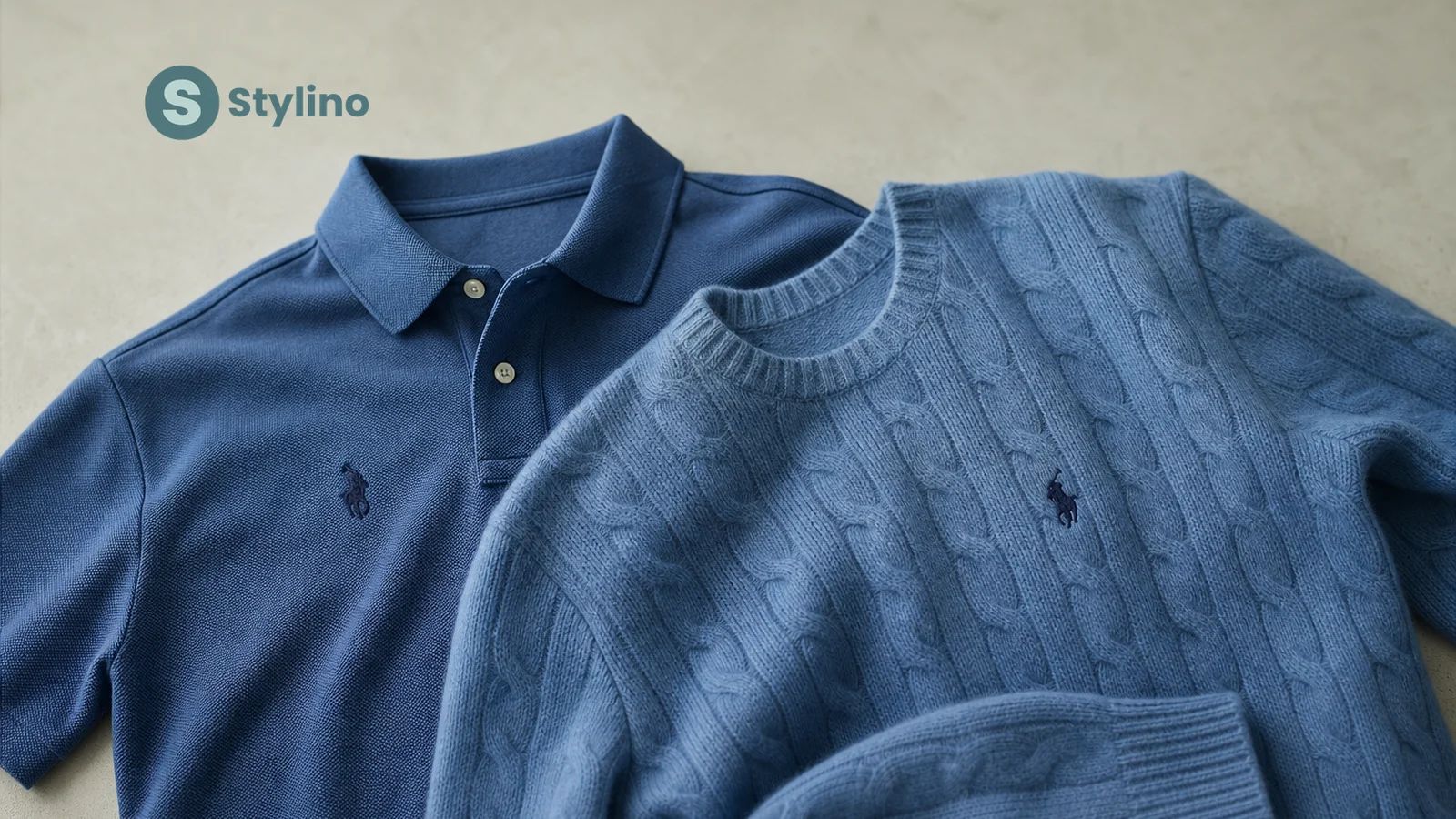 Ralph Lauren labels explained — Purple, Blue, Green and Outlet label tags arranged on a teal editorial background