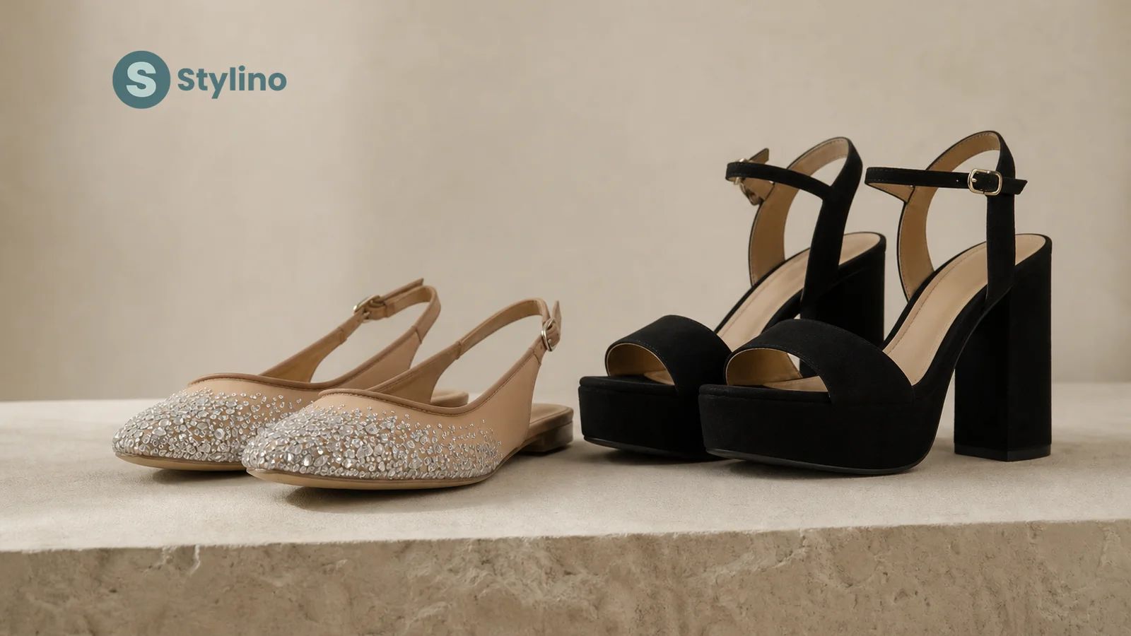 Εικονογράφηση ιστορίας Steve Madden με πλατφόρμες και ορίζοντα Νέας Υόρκης