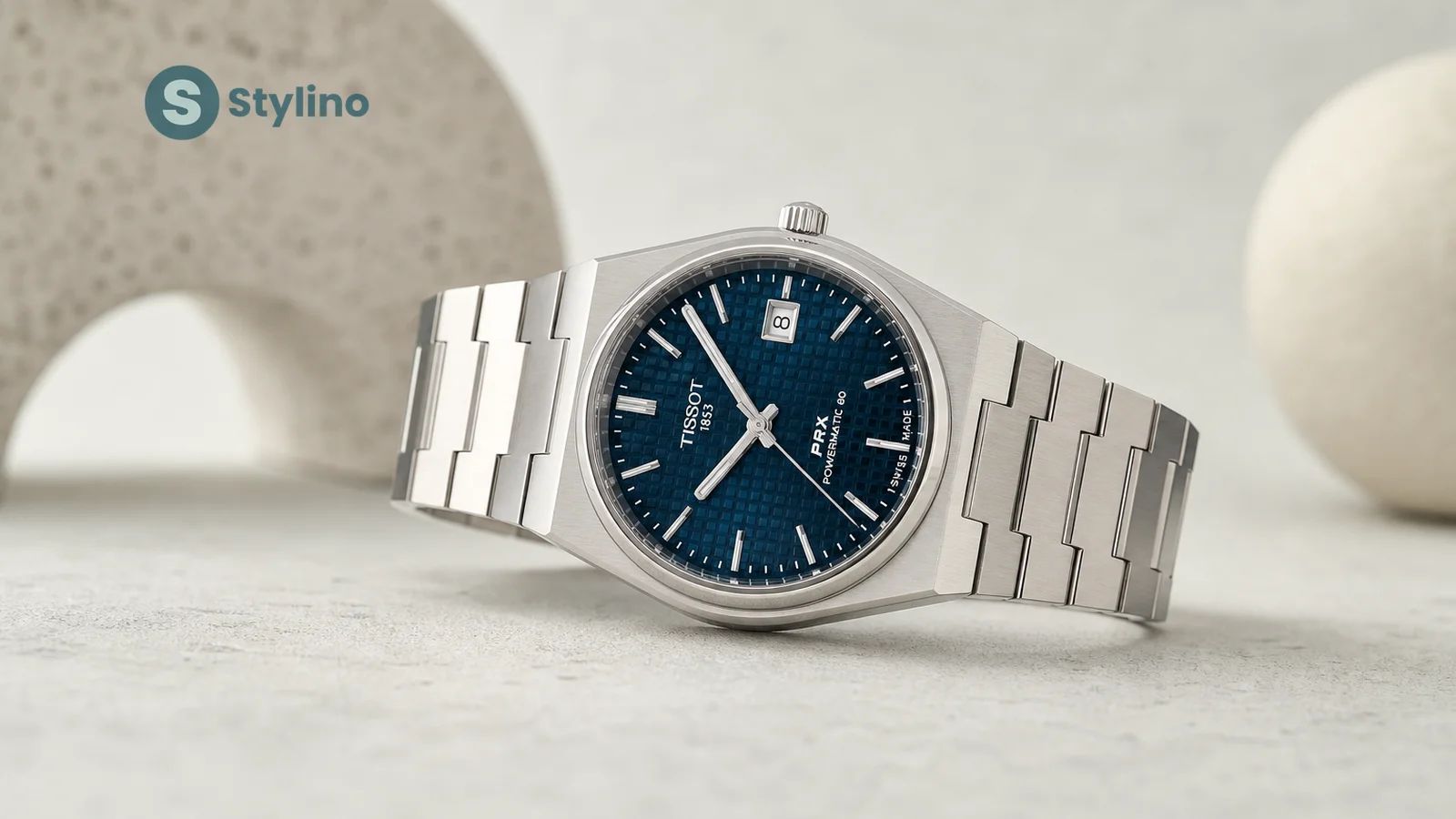 Tissot watches price comparison guide Cyprus — Swiss timepieces on teal editorial background