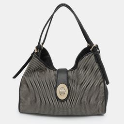 Coach Madison Black/Beige Canvas And Leather Shoulder Bag