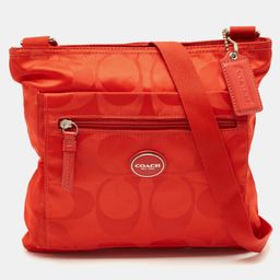 Coach Orange Signature Nylon File Messenger Bag