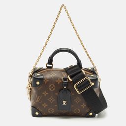 Louis Vuitton Petite Malle Souple Black Coated Canvas and Leather Satchel