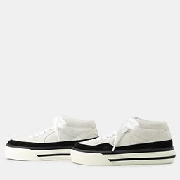 Chanel Cc Logo Sneakers Light Gray/Black/White Suede Size 37