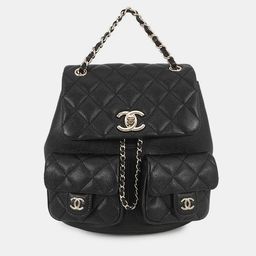 Chanel Matelasse Cc Logo Backpack Black Caviar Leather