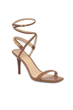 MICHAEL KORS ΠΑΠΟΥΤΣΙΑ ΠΕΔΙΛΑ MARCIA HEELED SANDAL ΜΕΤΑΛΛΙΚΟ LOGO ΤΑΜΠΑ