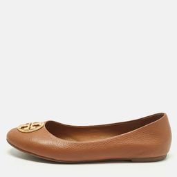 Tory Burch Chelsea Size 38.5 Brown Leather Ballet Flats