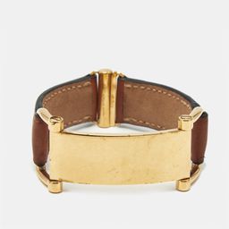 Celine Brown Leather Gold Tone Bracelet