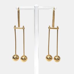 Celine Gold Tone Metal Drop Earrings