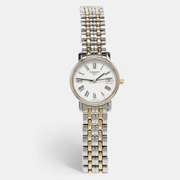 Tissot Tradition T825/925 White Dial Two Tone Stainless Steel Woemn's Wristwatch 24 mm