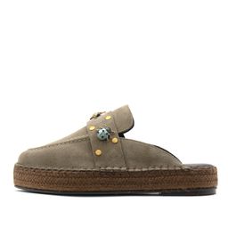 Suede Leather Flatform Mules Women Komis & Komis