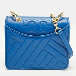Tory Burch Alexa Blue Quilted Leather Shoulder Bag
