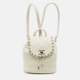 Chanel Bubble Off White Quilted Leather Backpack