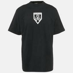 Balenciaga Unifit Black Logo Print Cotton T-Shirt XS