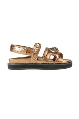 KURT GEIGER ΠΑΠΟΥΤΣΙΑ ΠΕΔΙΛΑ EAGLE CUT OUT FLAT SLING XANTΡΕΣ ΣΧΕΔΙΑ LOGO ΜΠΡΟΝΖΕ
